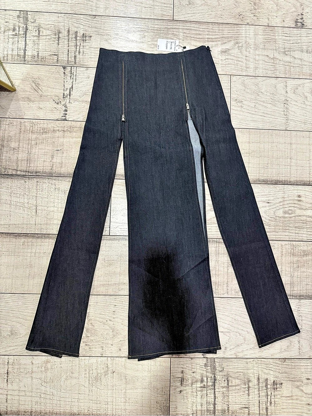 Sammy B Paneled Zip Front Denim Maxi Skirt XL